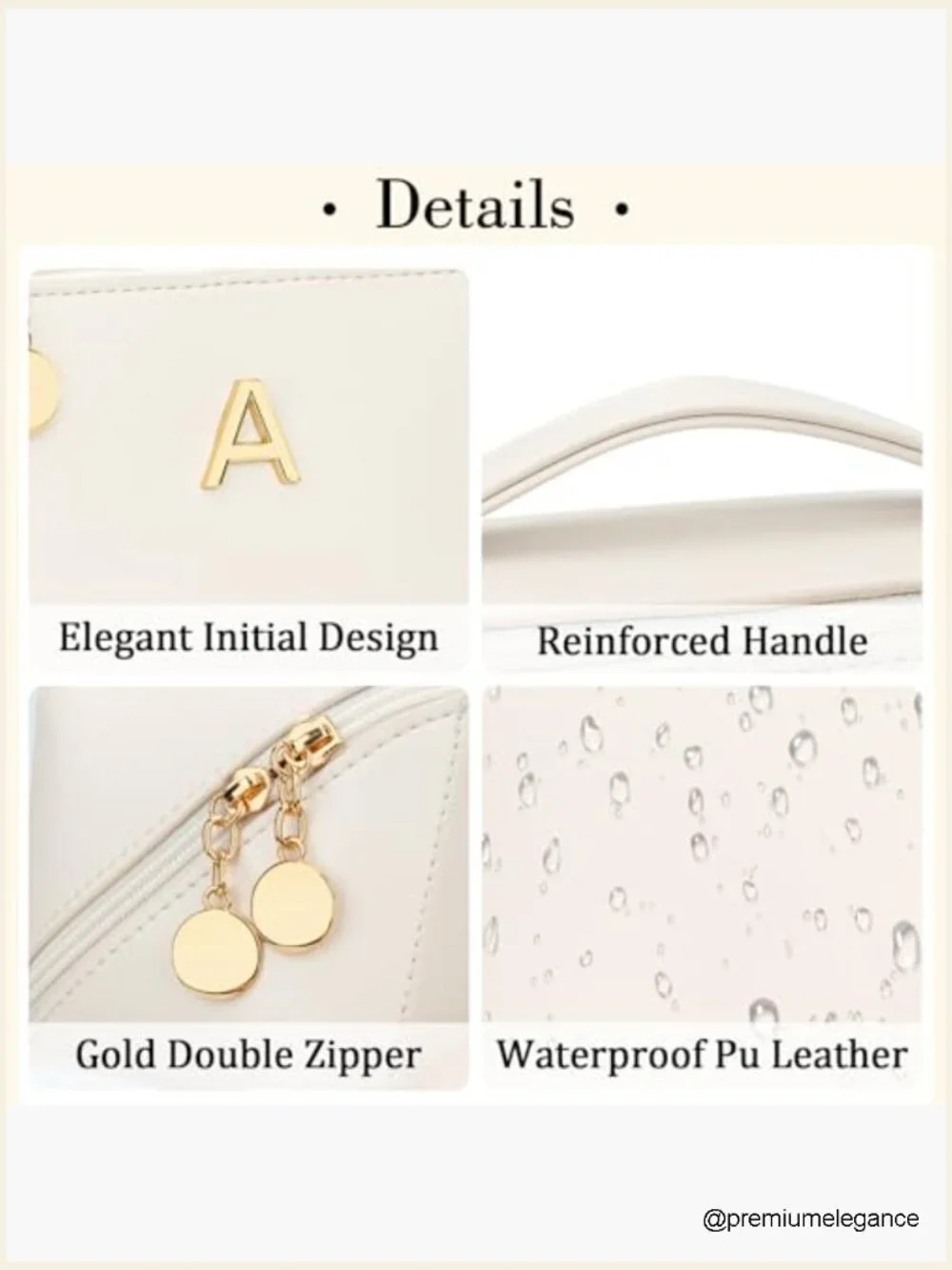 Personalized Initial Open Flat Cosmetic Bag Set with Clear Divider and Handle